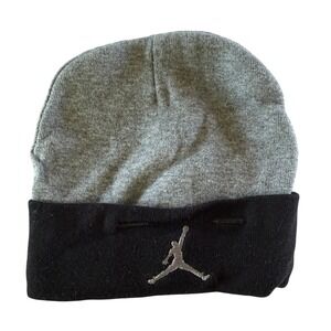 Jordan Beanie Baby 6-12M Grey Black Jumpman Logo Knit Hat